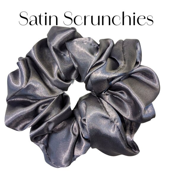 Amiga Mia large grey satin scrunchies hand crafted - Picture 1 of 5